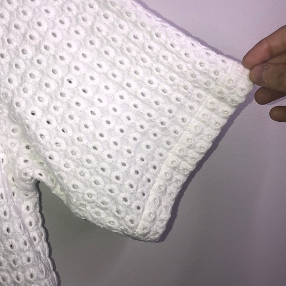 Theory Boho White Eyelet 100% Cotton Pullover Top - Picture 6 of 8